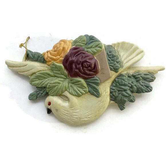 Christmas Tree Ornaments Set of 7 Ceramic Joy Noel and Doves - Picture 7 of 9